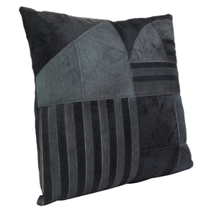 Nuvia Tierra Black And Grey Hair on Leather Cushion