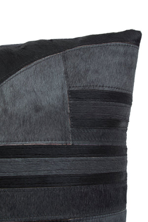 Nuvia Tierra Black And Grey Hair on Leather Cushion
