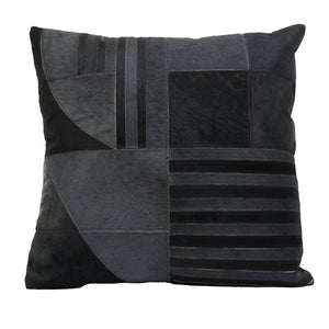 Nuvia Tierra Black And Grey Hair on Leather Cushion