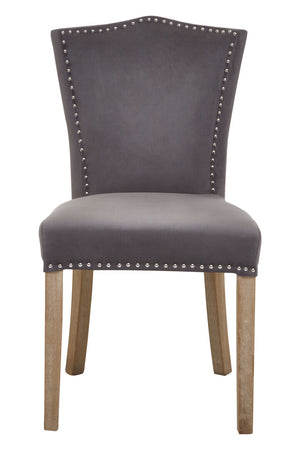 Westbury House Grey Velvet Dining Chair With Antique Legs