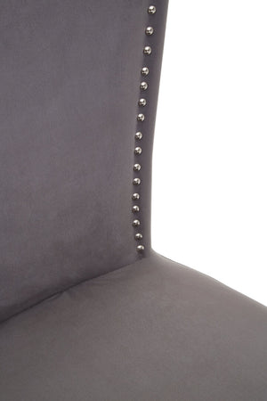 Westbury House Grey Velvet Dining Chair With Antique Legs