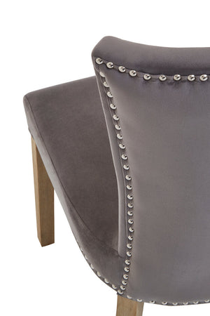 Westbury House Grey Velvet Dining Chair With Antique Legs