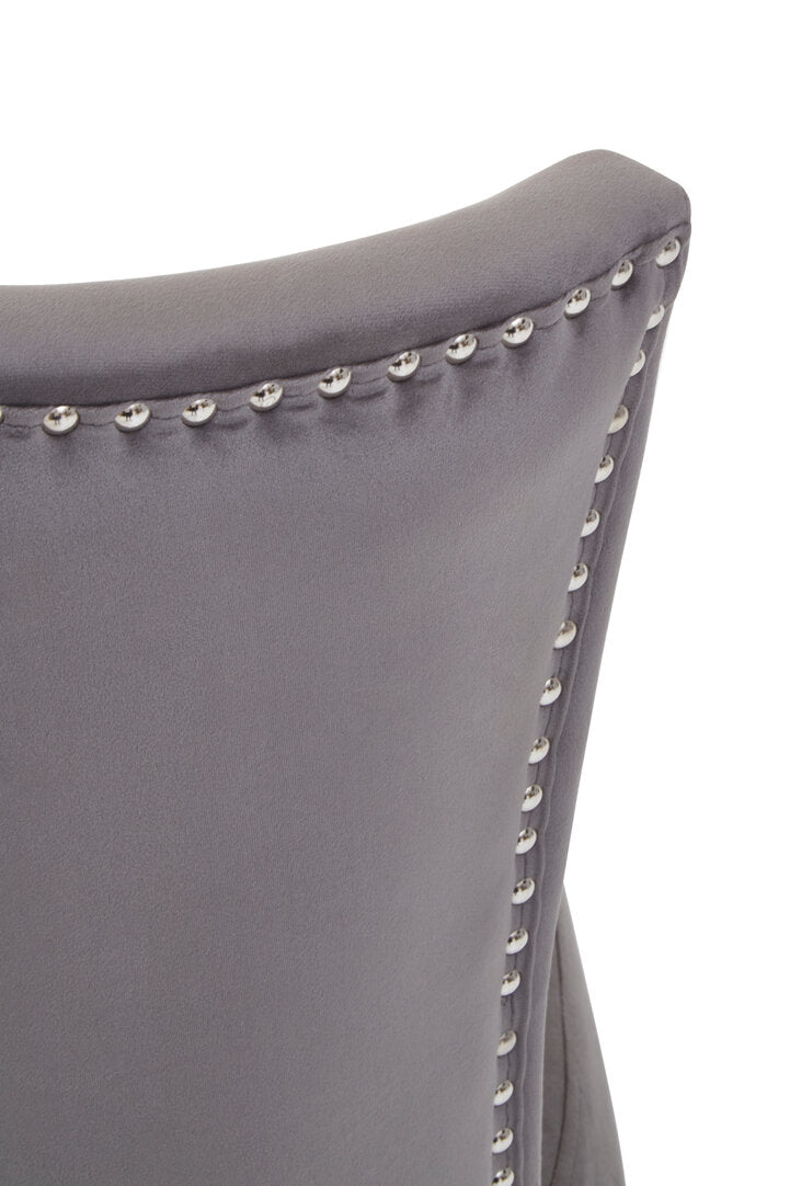 Westbury House Grey Velvet Dining Chair With Antique Legs