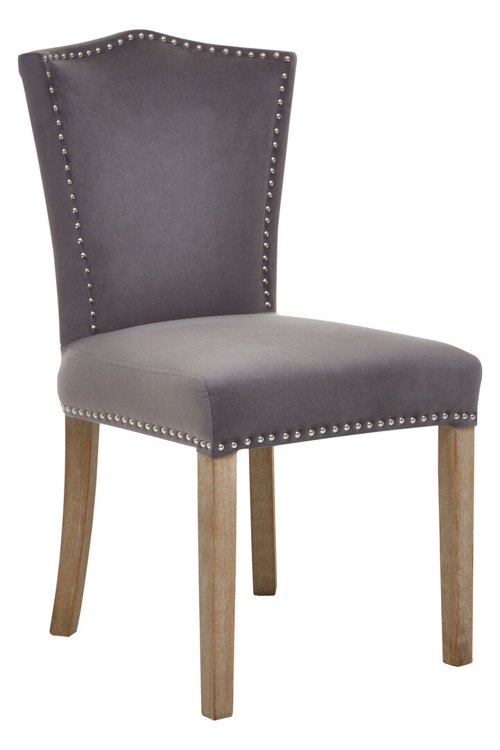 Westbury House Grey Velvet Dining Chair With Antique Legs