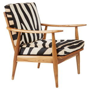 Jakarta Leather Zebra Pattern & Teak Chair