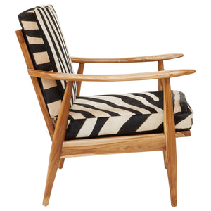 Jakarta Leather Zebra Pattern & Teak Chair
