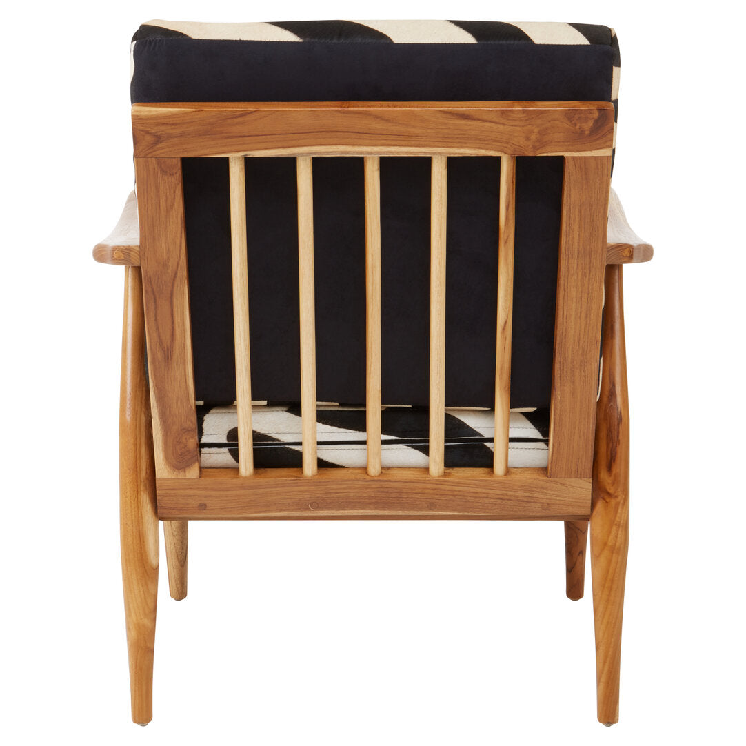 Jakarta Leather Zebra Pattern & Teak Chair