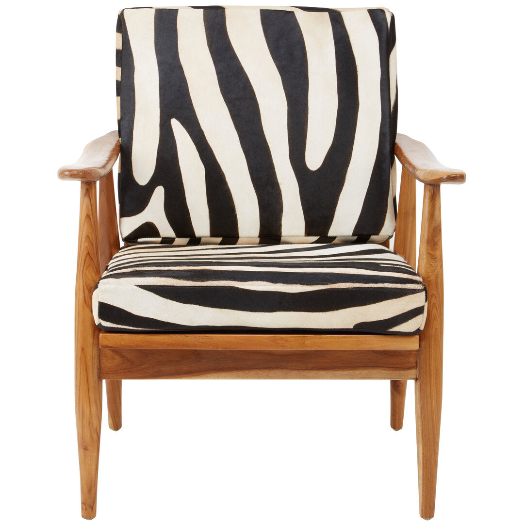 Jakarta Leather Zebra Pattern & Teak Chair