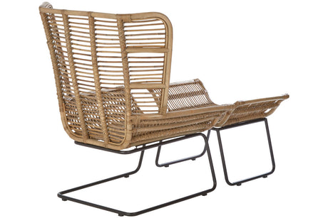 Marano natural rattan lounge chair and footstool set