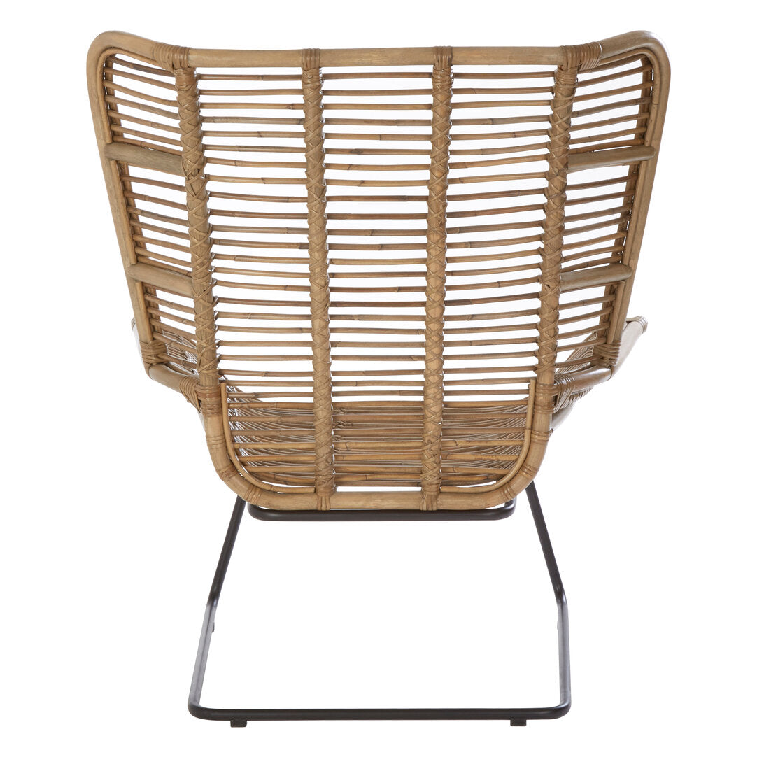 Back view of Marano natural rattan lounge chair and footstool