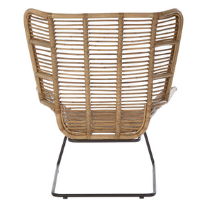 Back view of Marano natural rattan lounge chair and footstool
