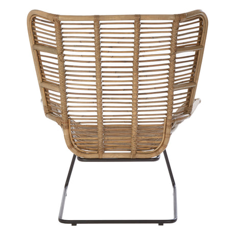 Back view of Marano natural rattan lounge chair and footstool