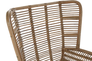 Back of Marano natural rattan lounge chair and footstool