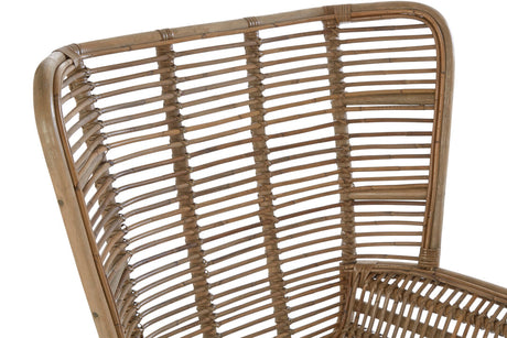 Back of Marano natural rattan lounge chair and footstool