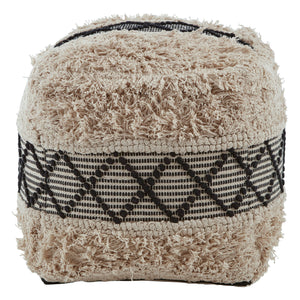 Taza Black & White Shaggy Pouffe