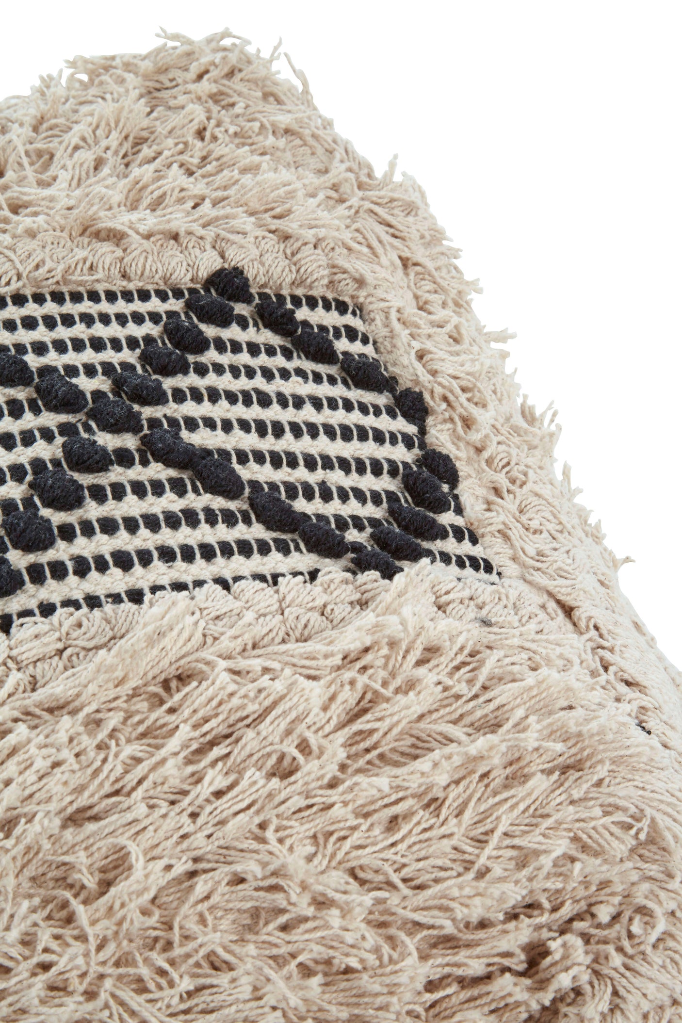 Taza Black & White Shaggy Pouffe