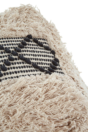 Taza Black & White Shaggy Pouffe