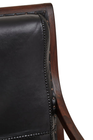 Tierra Black Leather Chair With Footstool