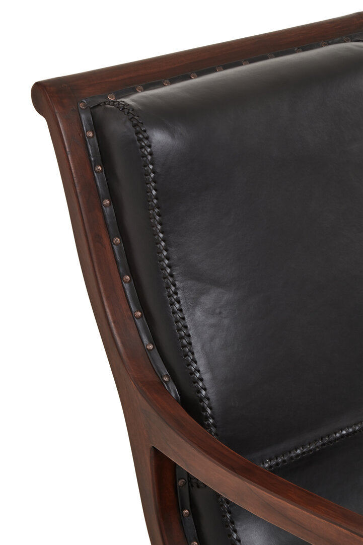 Tierra Black Leather Chair With Footstool