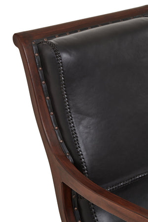 Tierra Black Leather Chair With Footstool