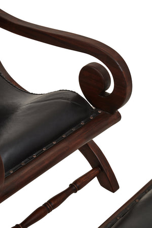 Tierra Black Leather Chair With Footstool