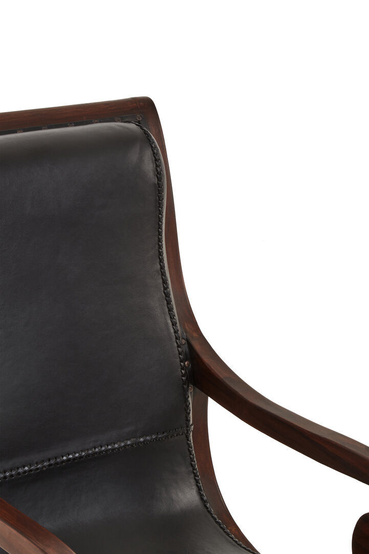 Tierra Black Leather Chair With Footstool