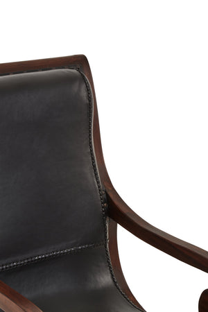 Tierra Black Leather Chair With Footstool