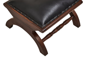 Tierra Black Leather Chair With Footstool