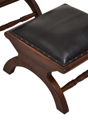 Tierra Black Leather Chair With Footstool
