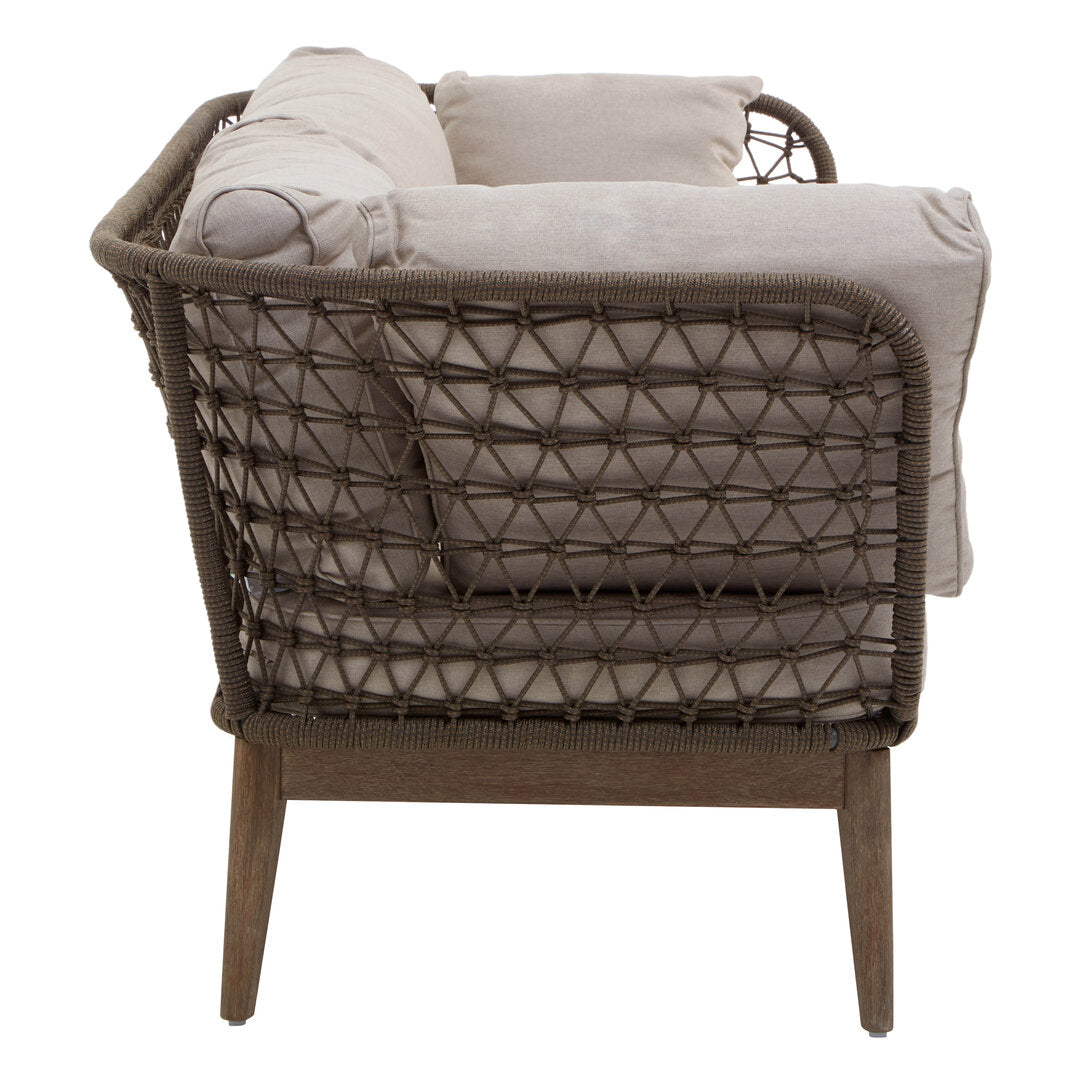 Kora 3 Seater Woven Rope Bronze & Charcoal Sofa