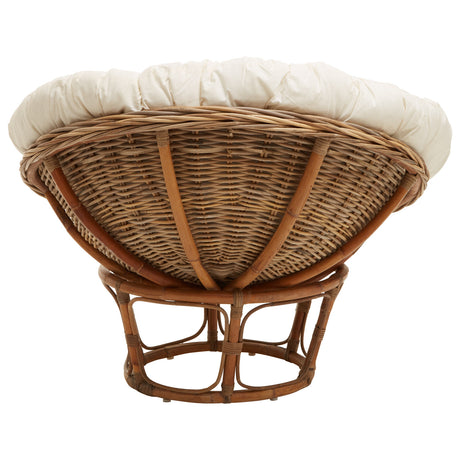 Back view of Marano round rattan chair with cream cushion