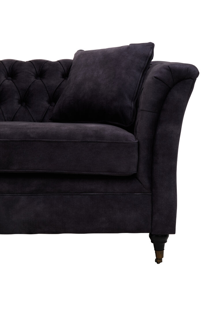Lucinda Three Seater Grey Velvet Sofa