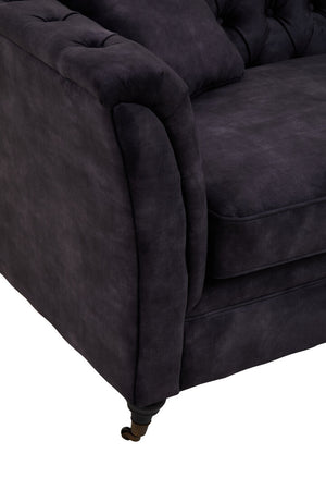 Lucinda Three Seater Grey Velvet Sofa