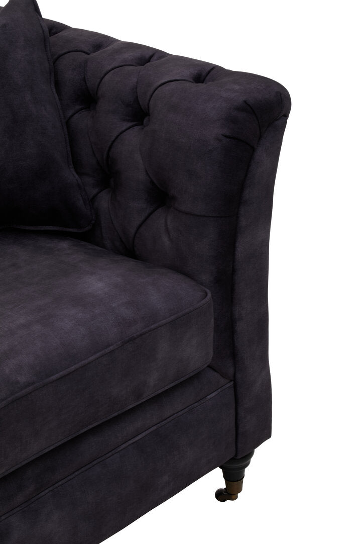 Lucinda Three Seater Grey Velvet Sofa