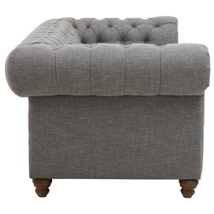 Esme Three Seater Grey Linen Chesterfield Sofa