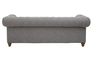 Esme Three Seater Grey Linen Chesterfield Sofa