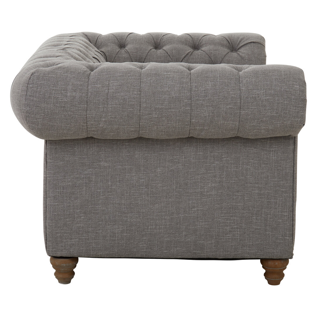 Esme Two Seater Grey Linen Chesterfield Sofa