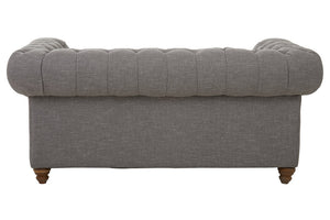 Esme Two Seater Grey Linen Chesterfield Sofa