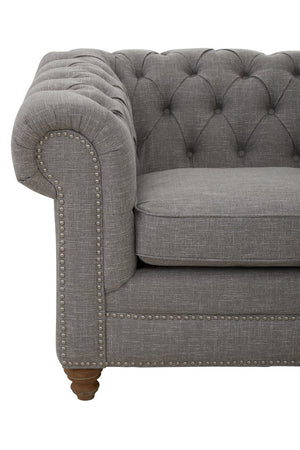Esme Two Seater Grey Linen Chesterfield Sofa