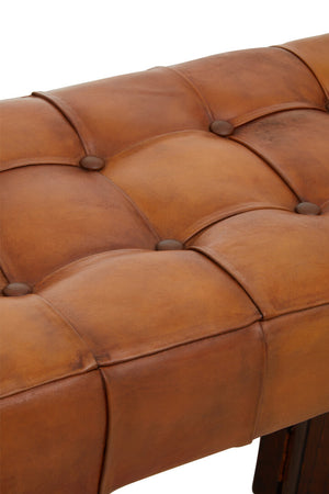 Tierra Leather Bench With Wooden Base