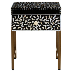 Axis One Drawer Bedside Table with Bone Inlay