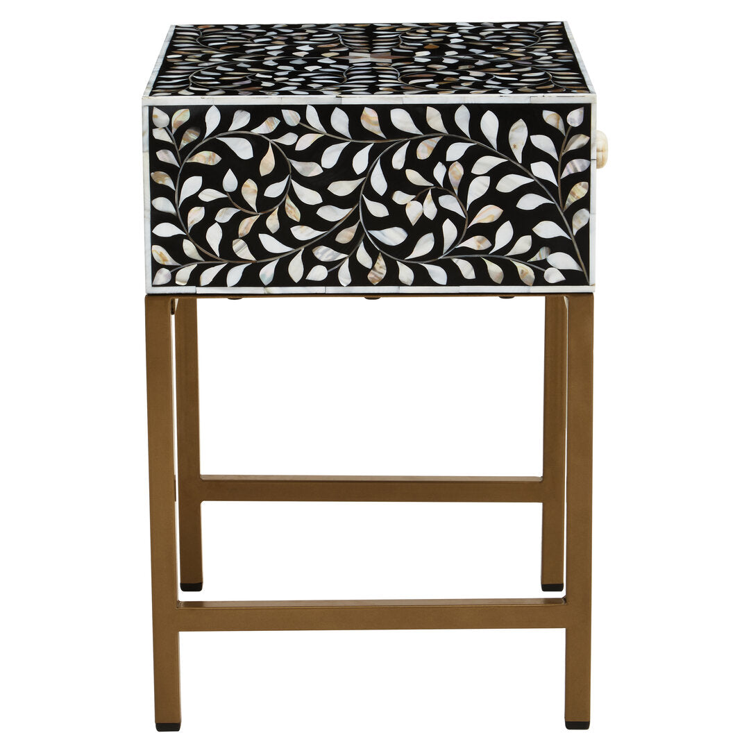 Axis One Drawer Bedside Table with Bone Inlay