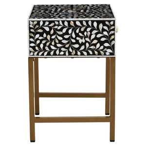 Axis One Drawer Bedside Table with Bone Inlay