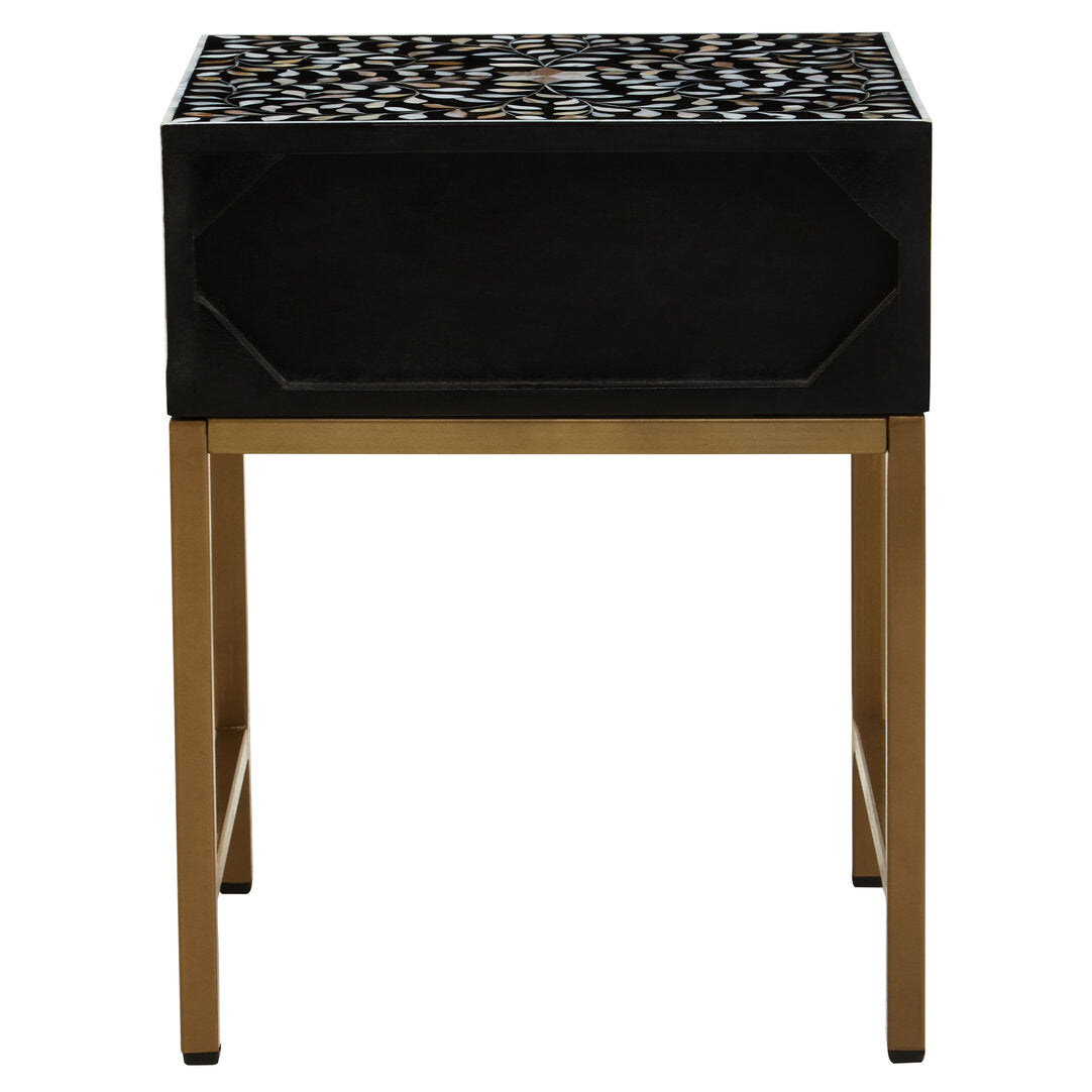 Axis One Drawer Bedside Table with Bone Inlay