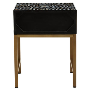 Axis One Drawer Bedside Table with Bone Inlay