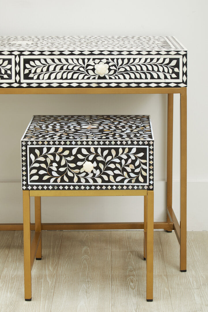Axis One Drawer Bedside Table with Bone Inlay