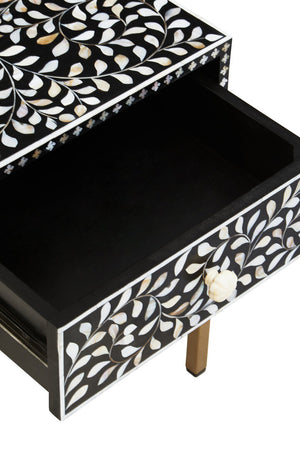 Axis One Drawer Bedside Table with Bone Inlay