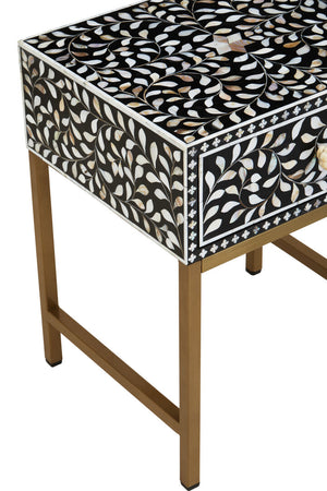 Axis One Drawer Bedside Table with Bone Inlay