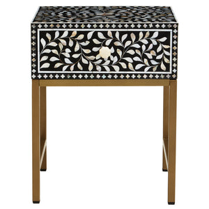 Axis One Drawer Bedside Table with Bone Inlay