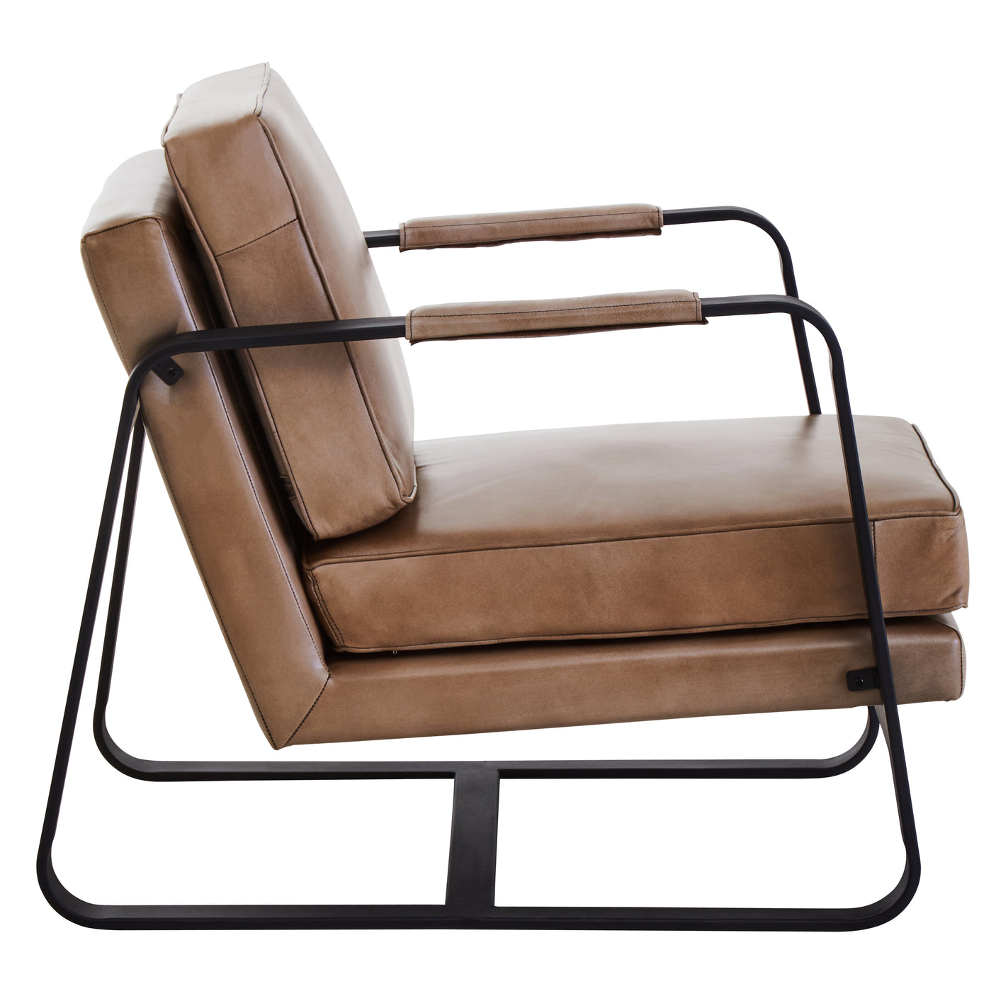Forge Tan Leather Armchair With Black Iron Frame